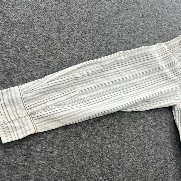 Roar Striped Button Down Shirt Mens L White Embroidered LS Grunge Gothic *FLAWS - Picture 5 of 15